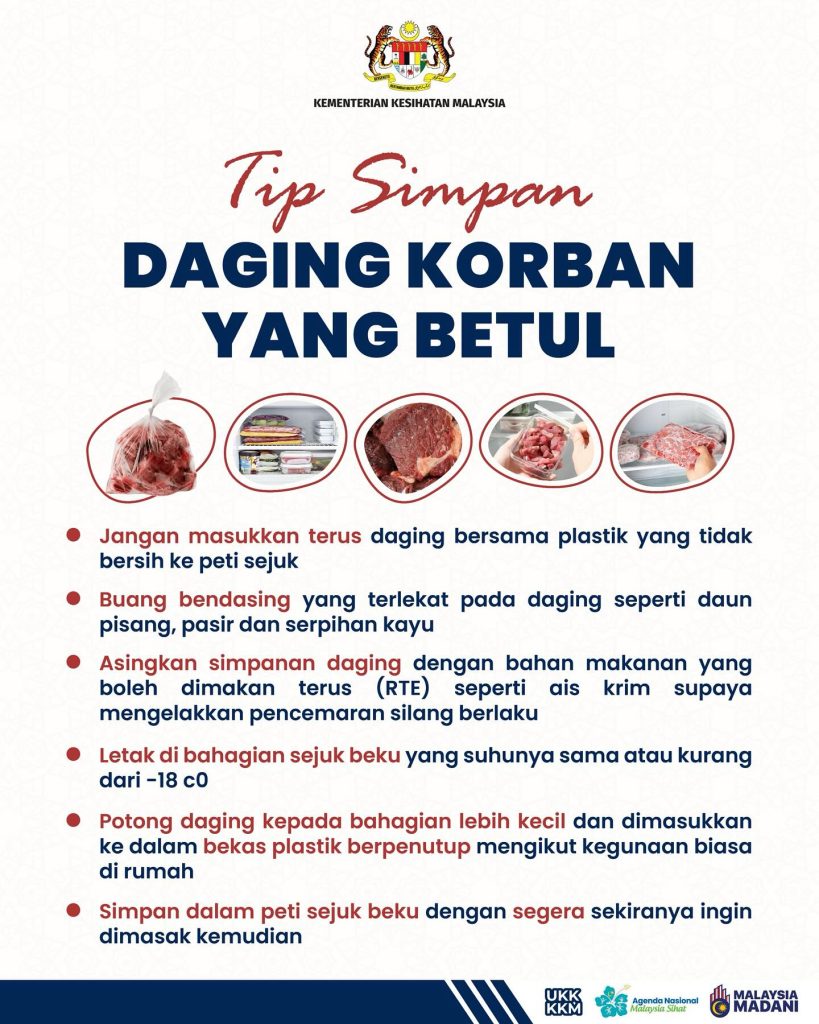 Cara Simpan Daging Korban Yang Betul oleh KKM